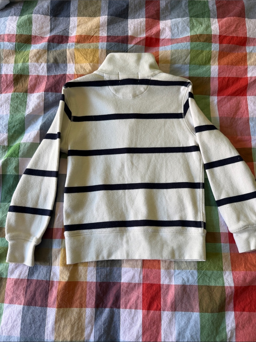 Polo by Ralph Lauren White Navy Striped Quarter-Zip Pullover 3T - Picture 2 of 2